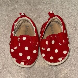Baby GAP Red and White Polka Dot soft sole Shoes size 18-24 months